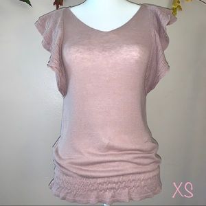Ann Taylor LOFT pink ruffled sleeveless sweater